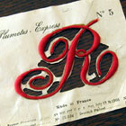 アンティーク　刺繍　イニシャル　モノグラム　赤/レッド　フランス　imo-R14